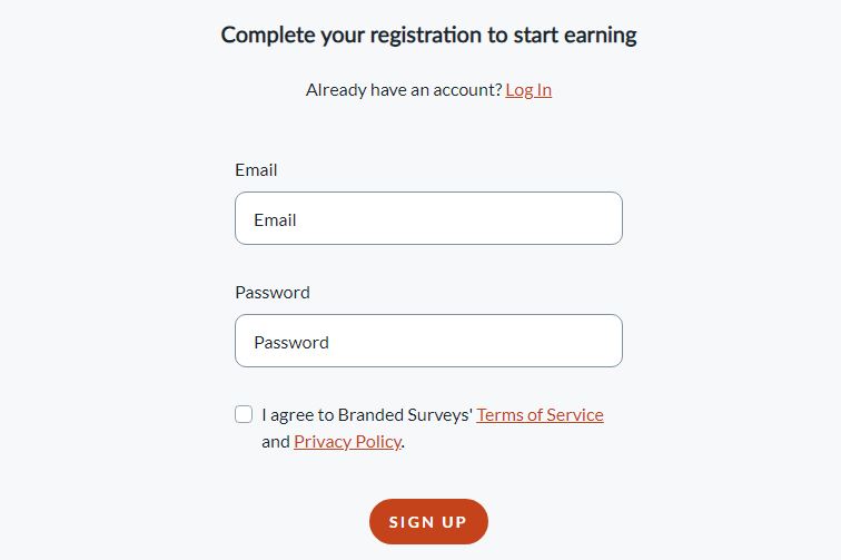 Branded Surveys sign up​